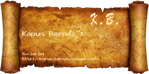 Kapus Bernát névjegykártya